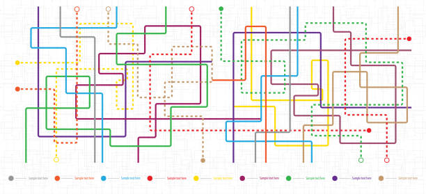 метро карта метро схема метро. город транспорт вектор комплекс сетки. подземная карта. - train lines stock illustrations
