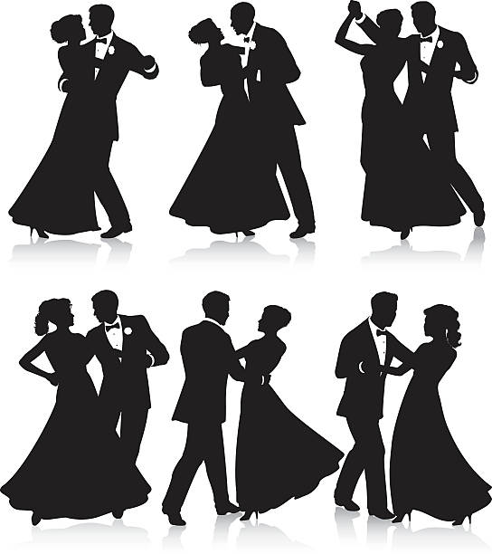 Formal dance silhouettes  prom stock illustrations