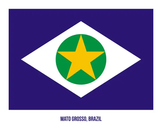 Vector illustration of Mato Grosso Flag Vector Illustration on White Background. States Flag of Brazil.