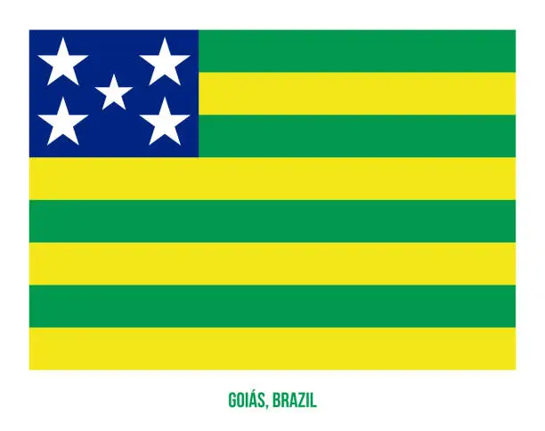 Vector illustration of Goias Flag Vector Illustration on White Background. States Flag of Brazil.