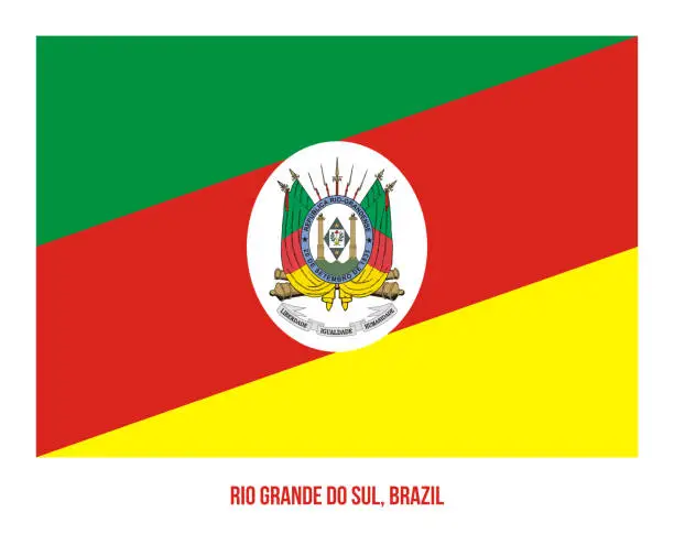 Vector illustration of Rio Grande do Sul Flag Vector Illustration on White Background. States Flag of Brazil.