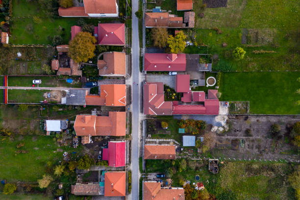 istock Flying over village area 1181987150