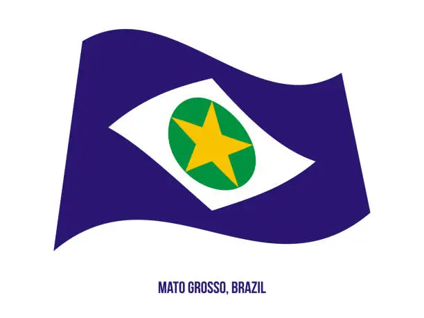 Vector illustration of Mato Grosso Flag Waving Vector Illustration on White Background. States Flag of Brazil.