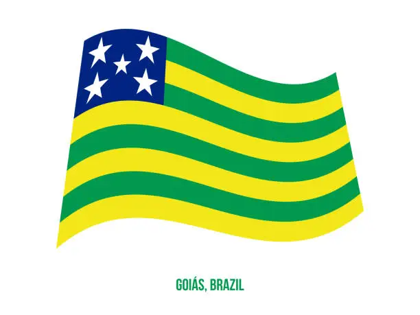 Vector illustration of Goias Flag Waving Vector Illustration on White Background. States Flag of Brazil