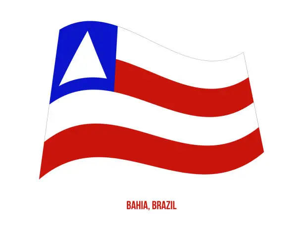 Vector illustration of Bahia Flag Waving Vector Illustration on White Background. States Flag of Brazil.