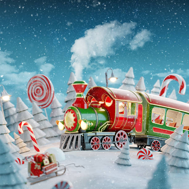 Santa's Christmas train stock photo
