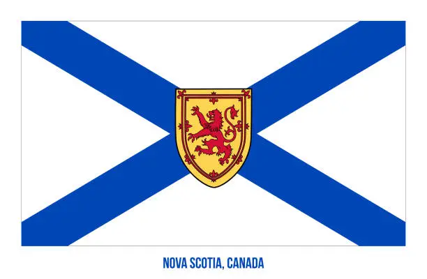 Vector illustration of Nova Scotia Flag Vector Illustration on White Background. Provinces Flag of Canada
