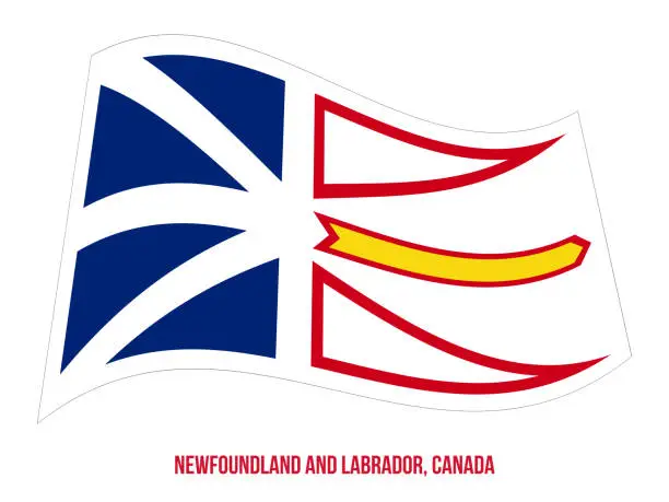 Vector illustration of Newfoundland and Labrador Flag Waving Vector on White Background. Provinces Flag of Canada
