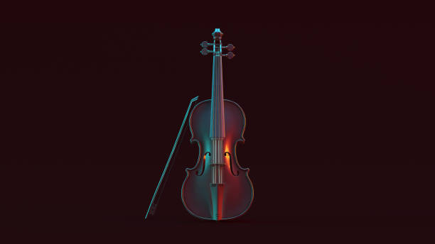 istock Silver Violin with Red Orange and Blue Green Moody 80s lighting Front 1181991959