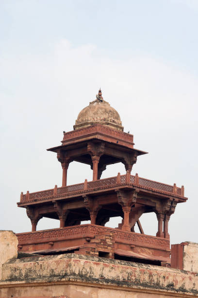 Fatehpur Sikri, Agra, India. Agra, Uttar Pradesh / India - February 7, 2012 : An architectural exterior view of the top two tiers with single domed chhatri of Panch Mahal at Jodhabai palace in Fatehpur Sikri, Agra. jodha bai's palace stock pictures, royalty-free photos & images