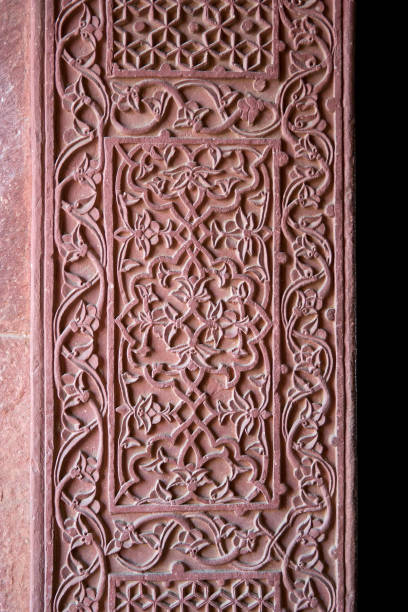 Fatehpur Sikri, Agra, India. Agra, Uttar Pradesh / India - February 7, 2012 : A beautifully carved wall at the Birbal's palace in the courtyard of the Jodhabai's palace in Fatehpur Sikri, Agra. jodha bai's palace stock pictures, royalty-free photos & images