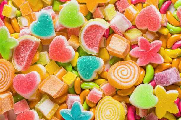 istock Colourful sugary candy, Assort various sweet candies 1181993639