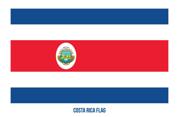 흰색 배경에 코스타리카 플래그 벡터 그림입니다. 코스타리카 국기입니다. - costa rica stock illustrations