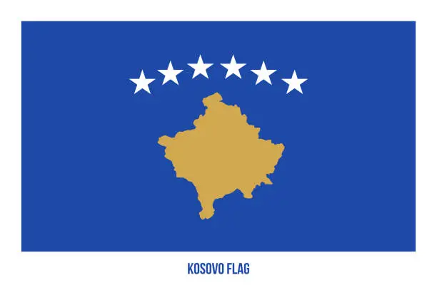 Vector illustration of Kosovo Flag Vector Illustration on White Background. Kosovo National Flag.