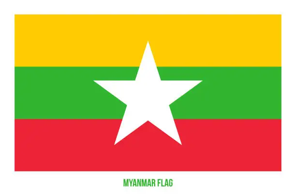 Vector illustration of Myanmar Flag Vector Illustration on White Background. Myanmar National Flag.