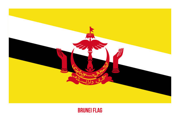白い背景にブルネイフラグベクトルイラスト。ブルネイの国旗。 - brunei flag点のイラスト素材／クリップアート素材／マンガ素材／アイコン素材