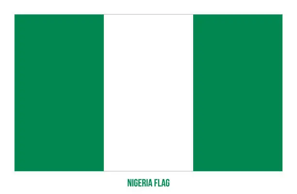 Vector illustration of Nigeria Flag Vector Illustration on White Background. Nigeria National Flag.