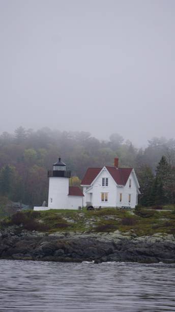 farol de curtis island - new england camden maine lighthouse maine - fotografias e filmes do acervo