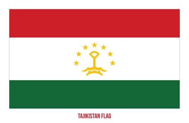 Vector illustration of Tajikistan Flag Vector Illustration on White Background. Tajikistan National Flag.