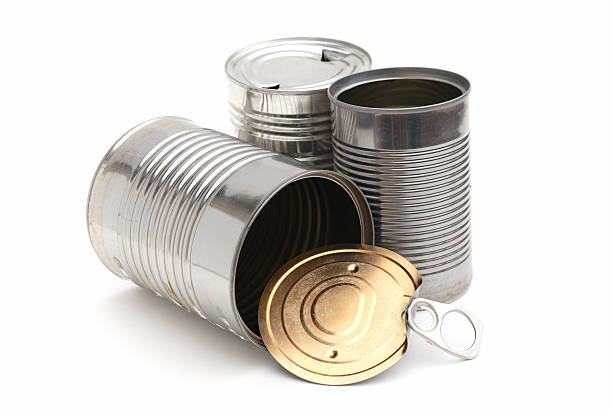 istock Group of three empty metal cans 118199760