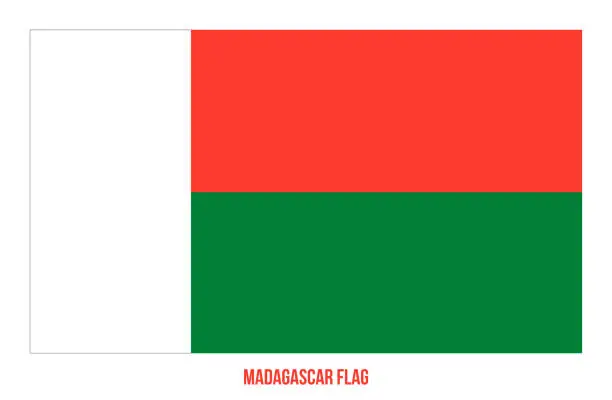 Vector illustration of Madagascar Flag Vector Illustration on White Background. Madagascar National Flag.