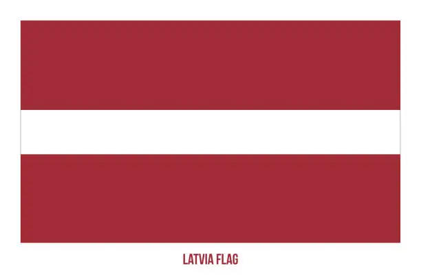 Vector illustration of Latvia Flag Vector Illustration on White Background. Latvia National Flag.