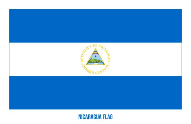 Vector illustration of Nicaragua Flag Vector Illustration on White Background. Nicaragua National Flag.