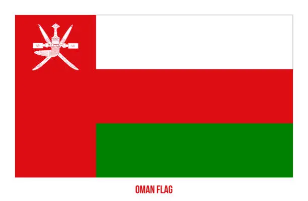 Vector illustration of Oman Flag Vector Illustration on White Background. Oman National Flag.