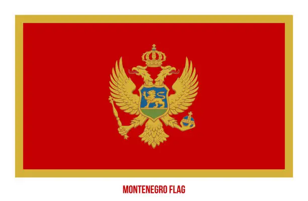 Vector illustration of Montenegro Flag Vector Illustration on White Background. Montenegro National Flag.