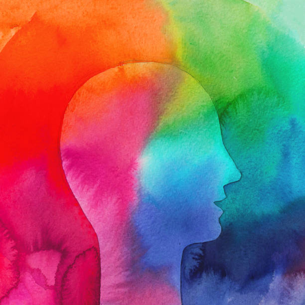istock Watercolor rainbow painting. Positive emotions. 1181999307