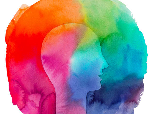 istock Watercolor rainbow painting. Positive emotions. 1181999524