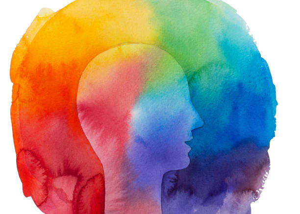 istock Watercolor rainbow painting. Positive emotions. 1181999527