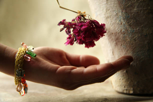 withered flower and girl child