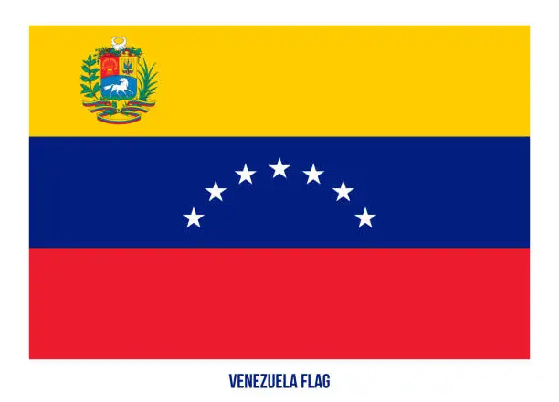 Vector illustration of Venezuela Flag Vector Illustration on White Background. Venezuela National Flag.
