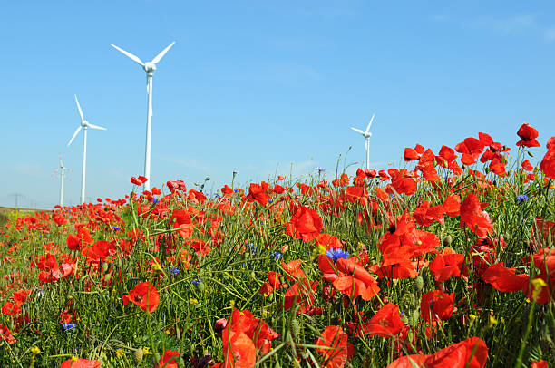Wind turbine generator toy model. SYmbol of renewable energy and sustainable resources
