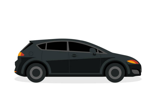black car isolated on white background  illustration vector black car isolated on white background  illustration vector hatchback side stock illustrations