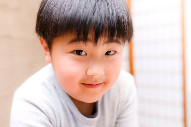 Japanese boy and indoor portrait