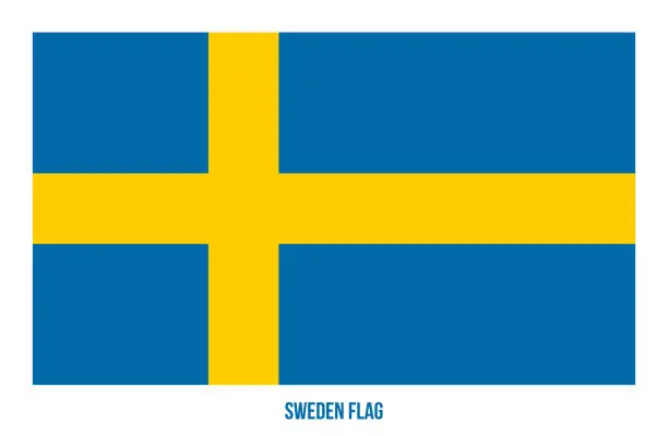 Vector illustration of Sweden Flag Vector Illustration on White Background. Sweden National Flag.