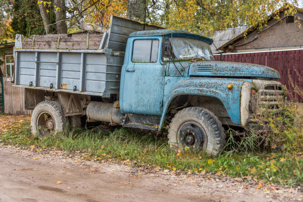 istock Old Abandoned Soviet Era Truck in Latvia 1182009859