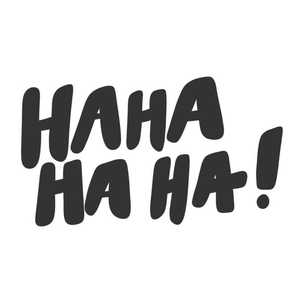 Ha ha ha ha. Vector hand drawn illustration sticker with cartoon lettering. Good as a sticker, video blog cover, social media message, gift cart, t shirt print design. Vector hand drawn illustration design. Bubble pop art comic style poster, t shirt print, post card, video blog cover laughing stock illustrations