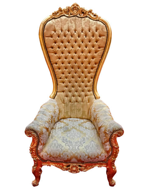 istock Elegant golden royalty throne isolated on white. 1182016089