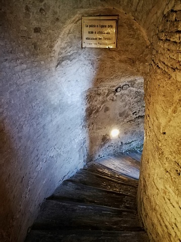 Orvieto, Umbria, Italy - 10 September 2019: View of the interior of the Pozzo di San Patrizio, built in the 16th century by Antonio da Sangallo at the behest of Pope Clement VII to supply water in the event of a siege