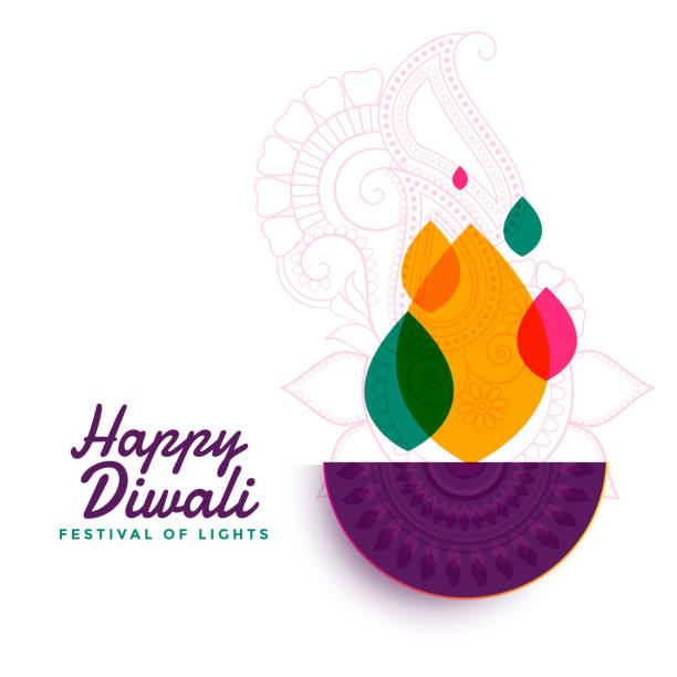 colorful happy diwali festival diya lamp design colorful happy diwali festival diya lamp design deepavali stock illustrations