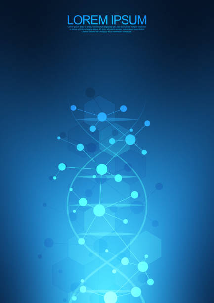 dna-stranghintergrund und gentechnik oder laborforschung. medizintechnik und wissenschaftskonzept. - healthcare technology background stock-grafiken, -clipart, -cartoons und -symbole
