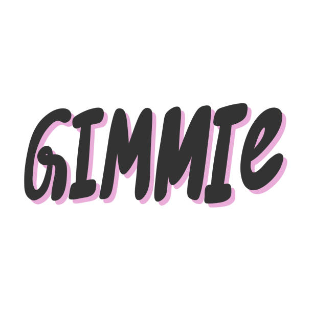istock Gimmie. Vector hand drawn illustration sticker with cartoon lettering. Good as a sticker, video blog cover, social media message, gift cart, t shirt print design. 1182022240
