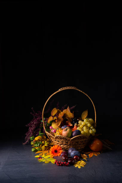 istock autumnal cornucopia in round basket 1182022911