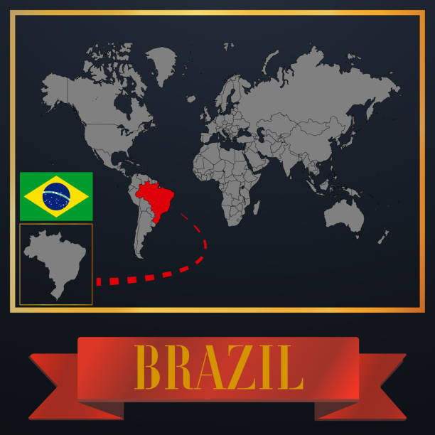 istock Brazil solid country outline silhouette, realistic globe world map template, atlas for infographic, vector illustration, isolated object, background, national flag. countries set 1182026525