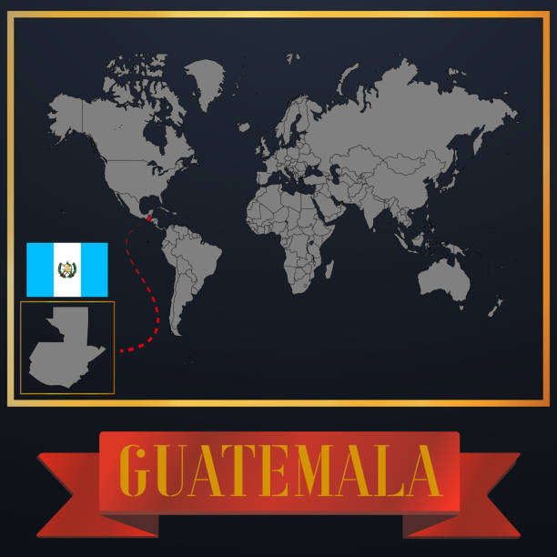 istock Guatemala solid country outline silhouette, realistic globe world map template, atlas for infographic, vector illustration, isolated object, background, national flag. countries set 1182027459