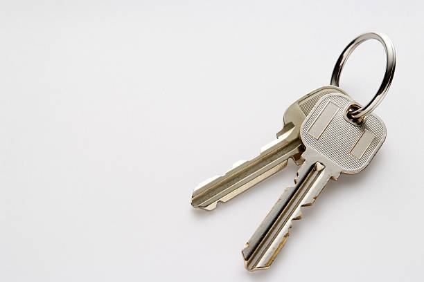 Isolated shot of Keys on white background with copy space stock photo