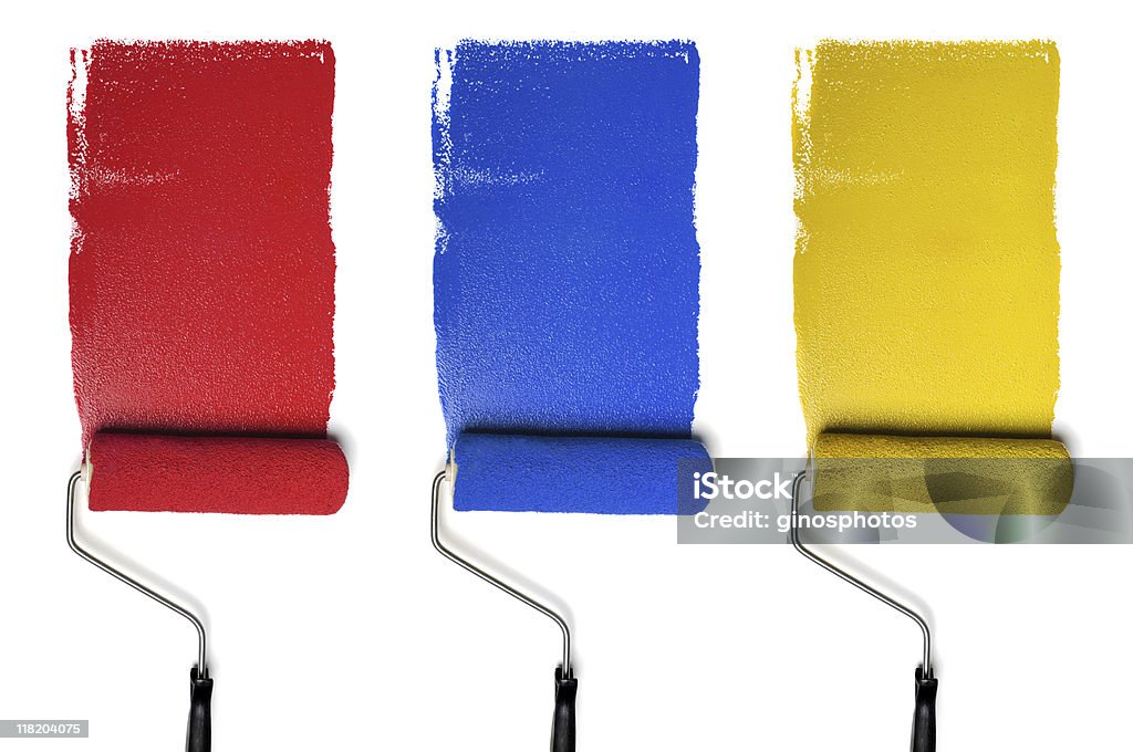 Rolos com cores primárias - Foto de stock de Rolo para Pintar royalty-free